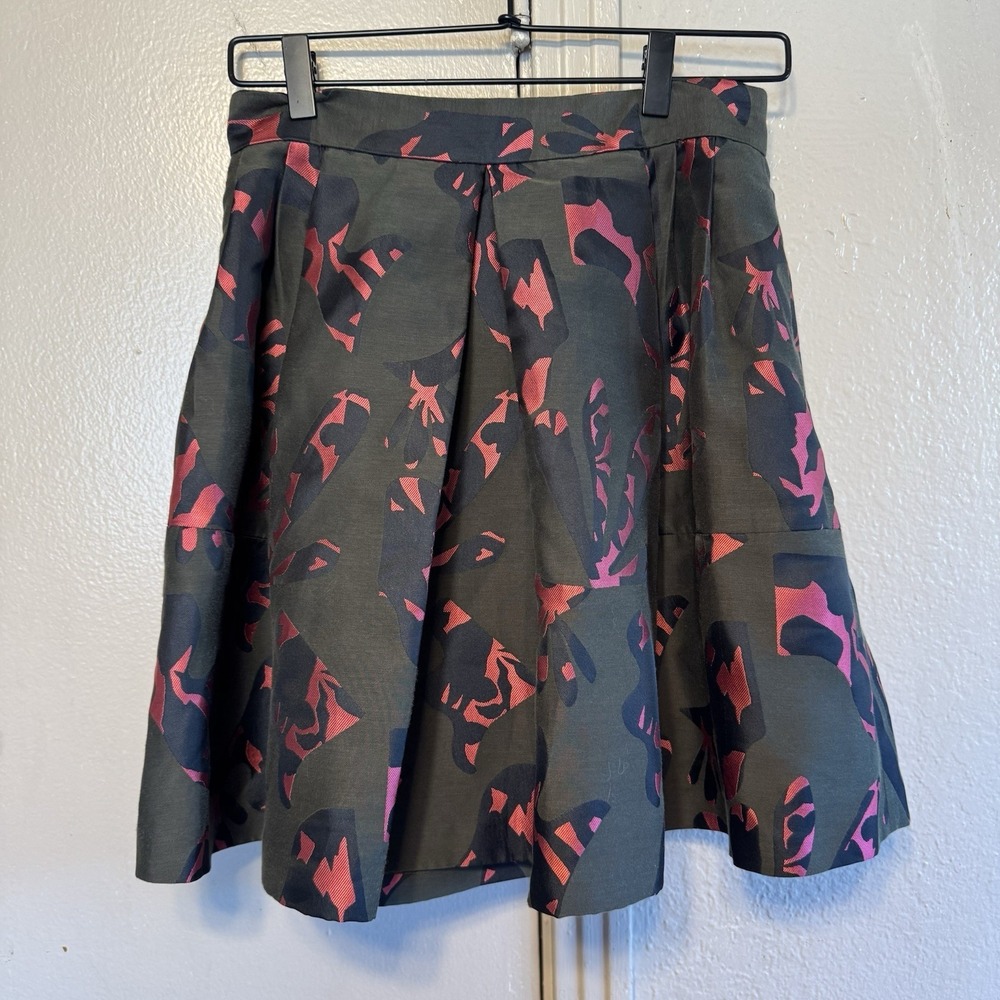 Banana Republic Y2k Style Skirt Women's Size 4โ Green & Pink Leopard Print